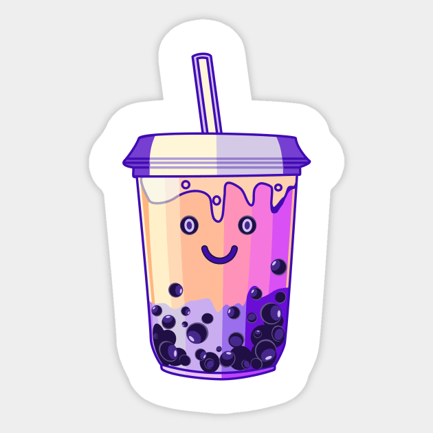 Lavender boba tea character design Sticker by Maria Zavoychinskiy 